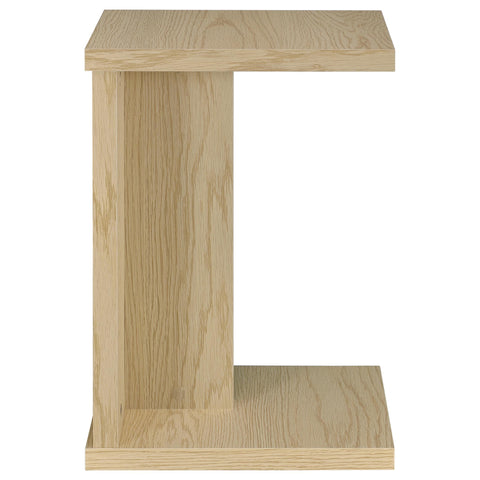 Leandro Engineered Wood C-Shaped Sofa Side Table Light Oak