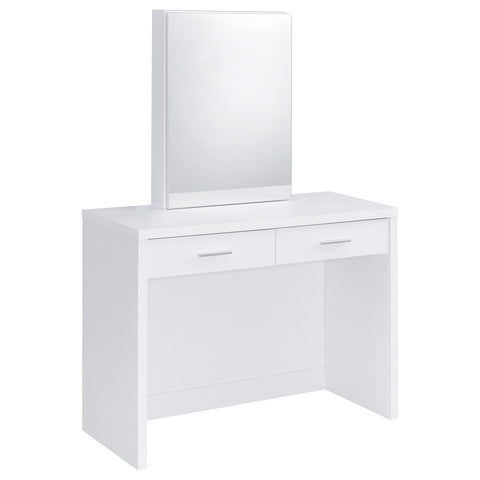 Levy Makeup Vanity Table Set Storage Mirror and Stool White