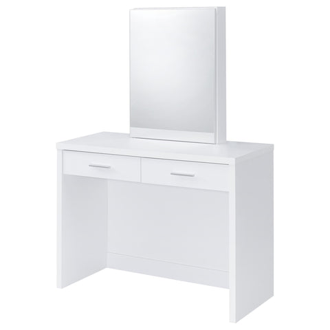 Levy Makeup Vanity Table Set Storage Mirror and Stool White