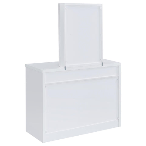 Levy Makeup Vanity Table Set Storage Mirror and Stool White