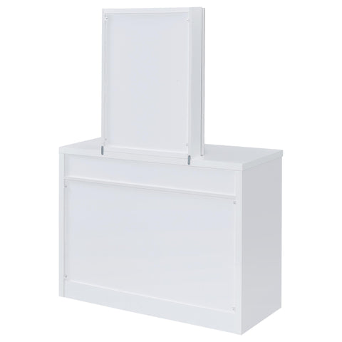 Levy Makeup Vanity Table Set Storage Mirror and Stool White