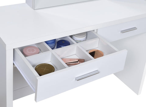Levy Makeup Vanity Table Set Storage Mirror and Stool White