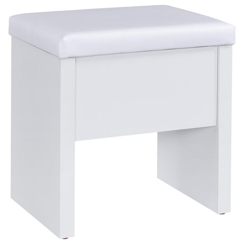 Levy Makeup Vanity Table Set Storage Mirror and Stool White