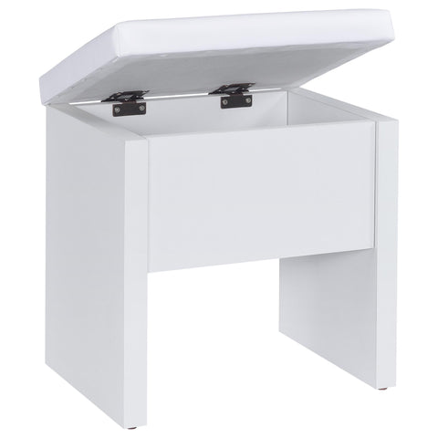 Levy Makeup Vanity Table Set Storage Mirror and Stool White