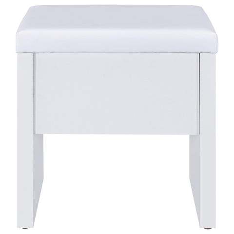 Levy Makeup Vanity Table Set Storage Mirror and Stool White