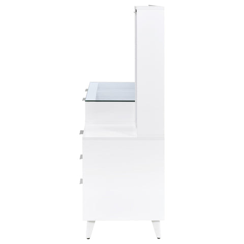Pace 5-Drawer Makeup Vanity Table With LED Mirror White High Gloss