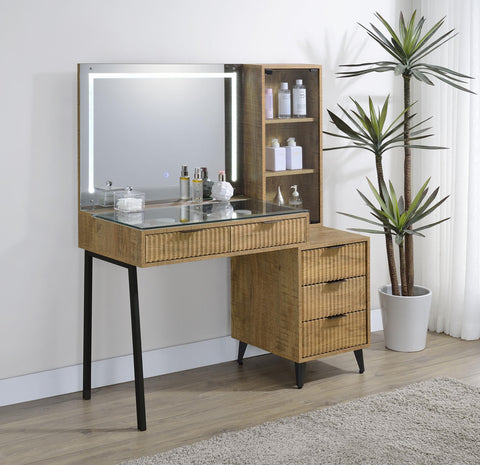 Pace 5-Drawer Makeup Vanity Table With LED Mirror Mango
