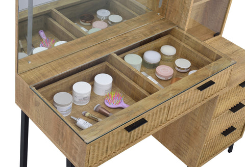Pace 5-Drawer Makeup Vanity Table With LED Mirror Mango