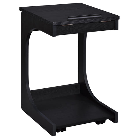 Vardon C-Shaped Lift-Top Sofa Side Table With Casters Black