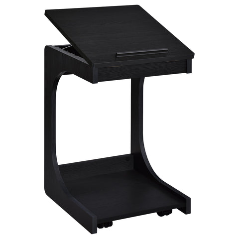 Vardon C-Shaped Lift-Top Sofa Side Table With Casters Black