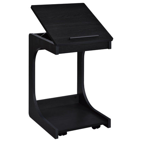 Vardon C-Shaped Lift-Top Sofa Side Table With Casters Black