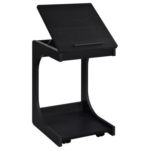 Vardon C-Shaped Lift-Top Sofa Side Table With Casters Black