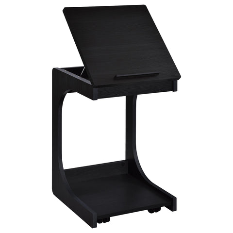 Vardon C-Shaped Lift-Top Sofa Side Table With Casters Black