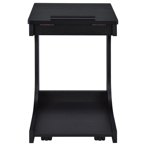 Vardon C-Shaped Lift-Top Sofa Side Table With Casters Black