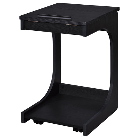 Vardon C-Shaped Lift-Top Sofa Side Table With Casters Black