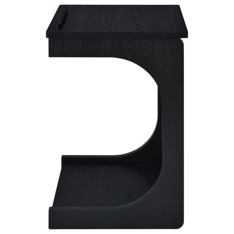 Vardon C-Shaped Lift-Top Sofa Side Table With Casters Black
