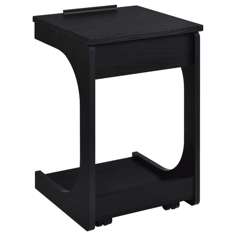 Vardon C-Shaped Lift-Top Sofa Side Table With Casters Black