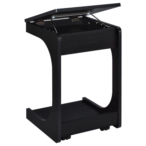 Vardon C-Shaped Lift-Top Sofa Side Table With Casters Black