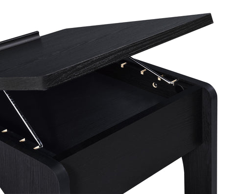 Vardon C-Shaped Lift-Top Sofa Side Table With Casters Black