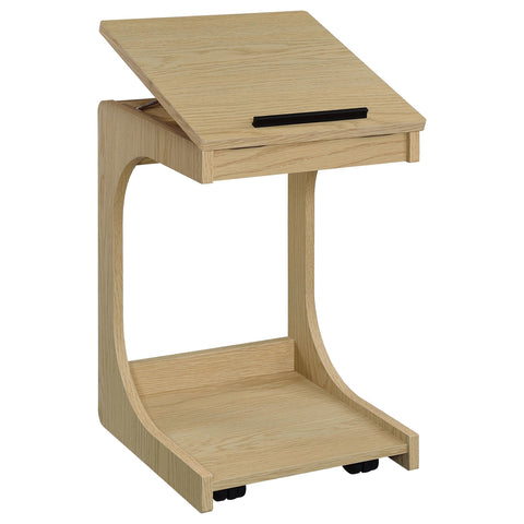 Vardon C-Shaped Lift-Top Sofa Side Table With Casters Light Oak