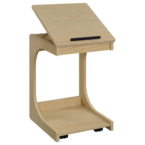 Vardon C-Shaped Lift-Top Sofa Side Table With Casters Light Oak
