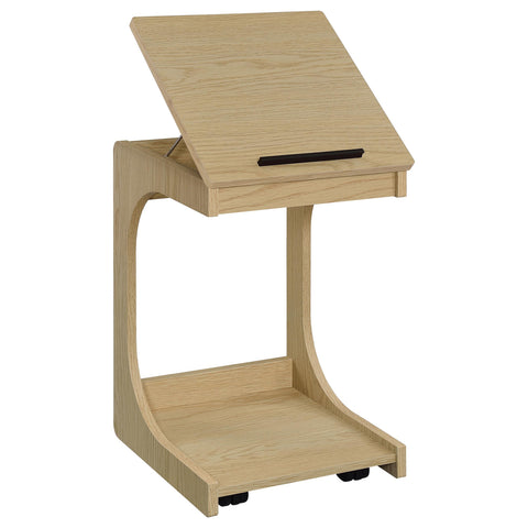 Vardon C-Shaped Lift-Top Sofa Side Table With Casters Light Oak