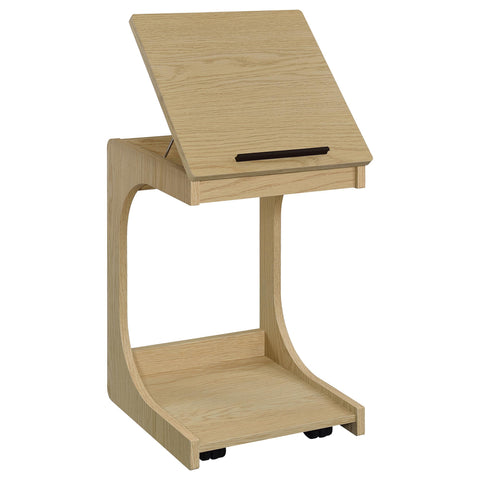 Vardon C-Shaped Lift-Top Sofa Side Table With Casters Light Oak