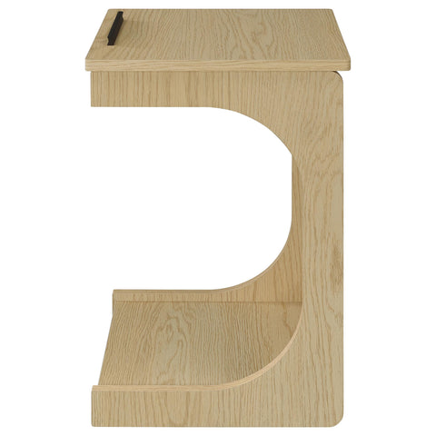 Vardon C-Shaped Lift-Top Sofa Side Table With Casters Light Oak