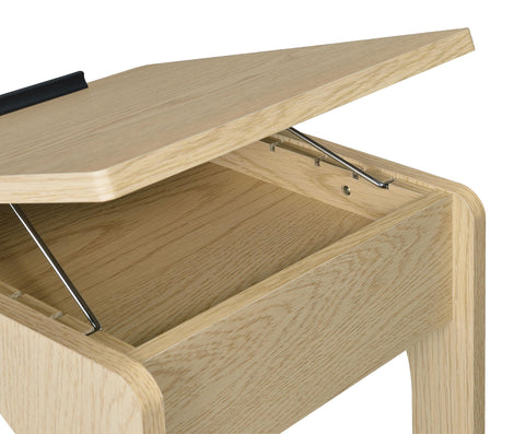 Vardon C-Shaped Lift-Top Sofa Side Table With Casters Light Oak