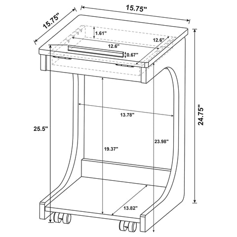 Vardon C-Shaped Lift-Top Sofa Side Table With Casters Light Oak