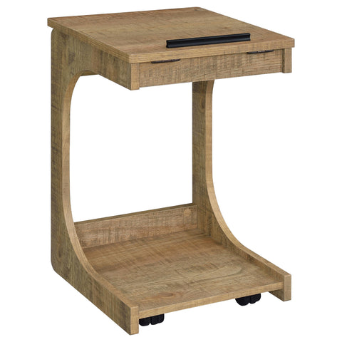 Vardon C-Shaped Lift-Top Sofa Side Table With Casters Mango