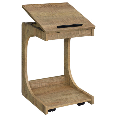 Vardon C-Shaped Lift-Top Sofa Side Table With Casters Mango