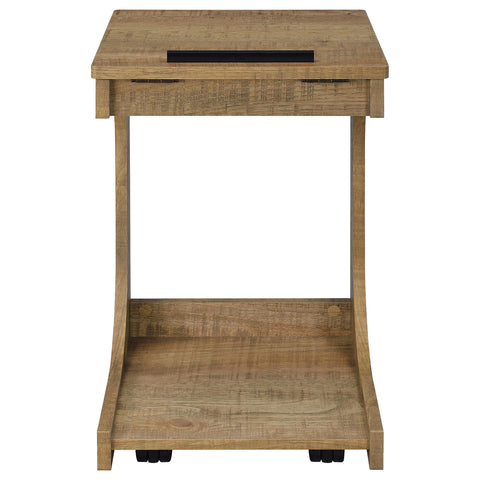 Vardon C-Shaped Lift-Top Sofa Side Table With Casters Mango