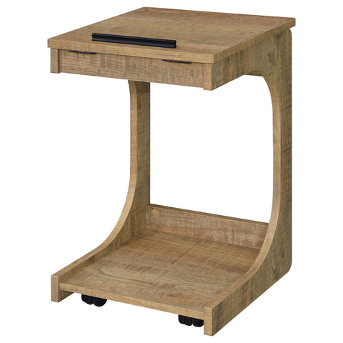Vardon C-Shaped Lift-Top Sofa Side Table With Casters Mango