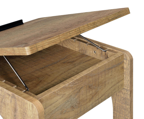Vardon C-Shaped Lift-Top Sofa Side Table With Casters Mango