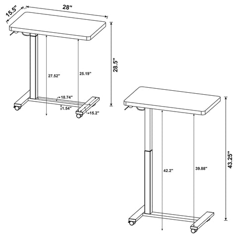 Jenna Pneumatic Adjustable C-Shape Side Table with Casters Mango