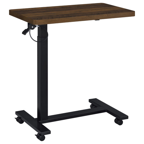Jenna Pneumatic Adjustable C-Shape Side Table with Casters Dark Pine