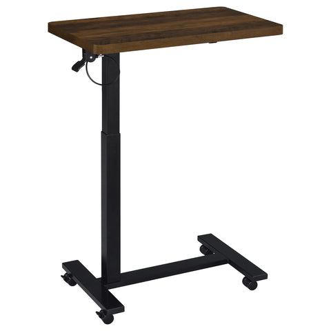 Jenna Pneumatic Adjustable C-Shape Side Table with Casters Dark Pine