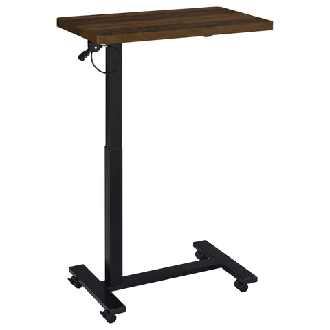 Jenna Pneumatic Adjustable C-Shape Side Table with Casters Dark Pine
