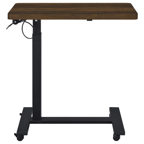 Jenna Pneumatic Adjustable C-Shape Side Table with Casters Dark Pine