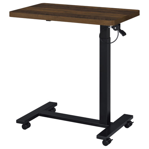 Jenna Pneumatic Adjustable C-Shape Side Table with Casters Dark Pine