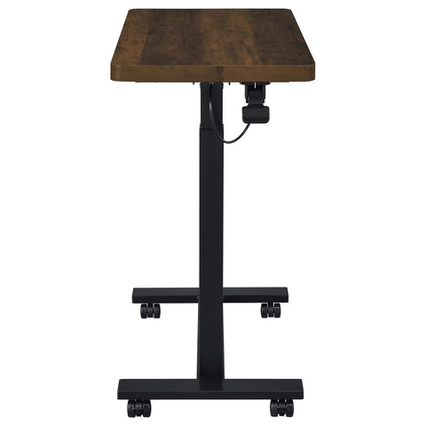 Jenna Pneumatic Adjustable C-Shape Side Table with Casters Dark Pine