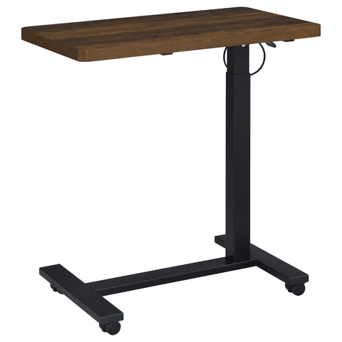 Jenna Pneumatic Adjustable C-Shape Side Table with Casters Dark Pine