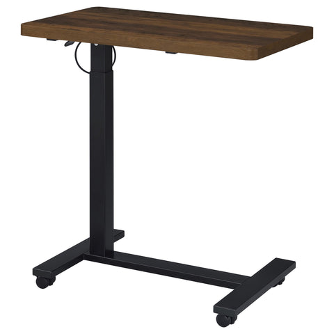 Jenna Pneumatic Adjustable C-Shape Side Table with Casters Dark Pine