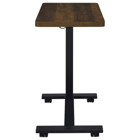 Jenna Pneumatic Adjustable C-Shape Side Table with Casters Dark Pine