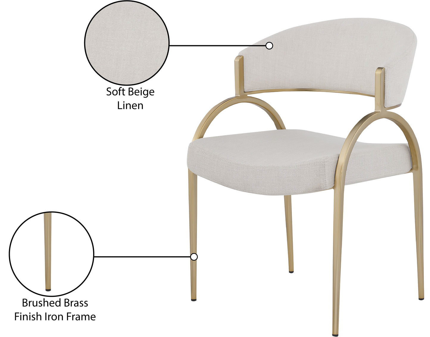 charleville beige linen textured fabric dining chair c