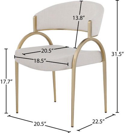 Collette Beige Linen Textured Fabric Dining Chair