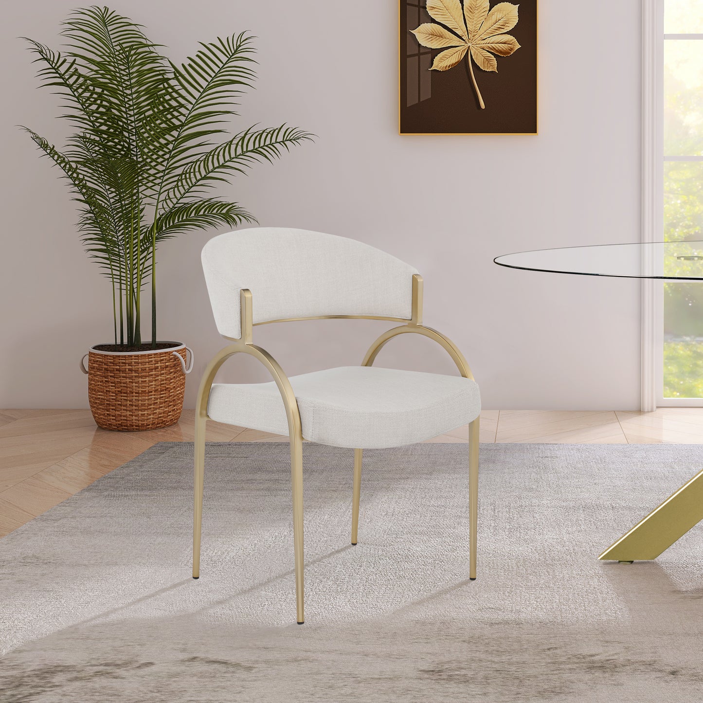 charleville beige linen textured fabric dining chair c