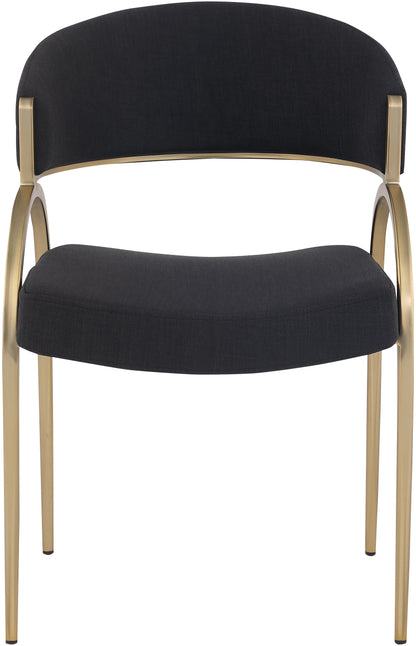 Collette Black Linen Textured Fabric Dining Chair