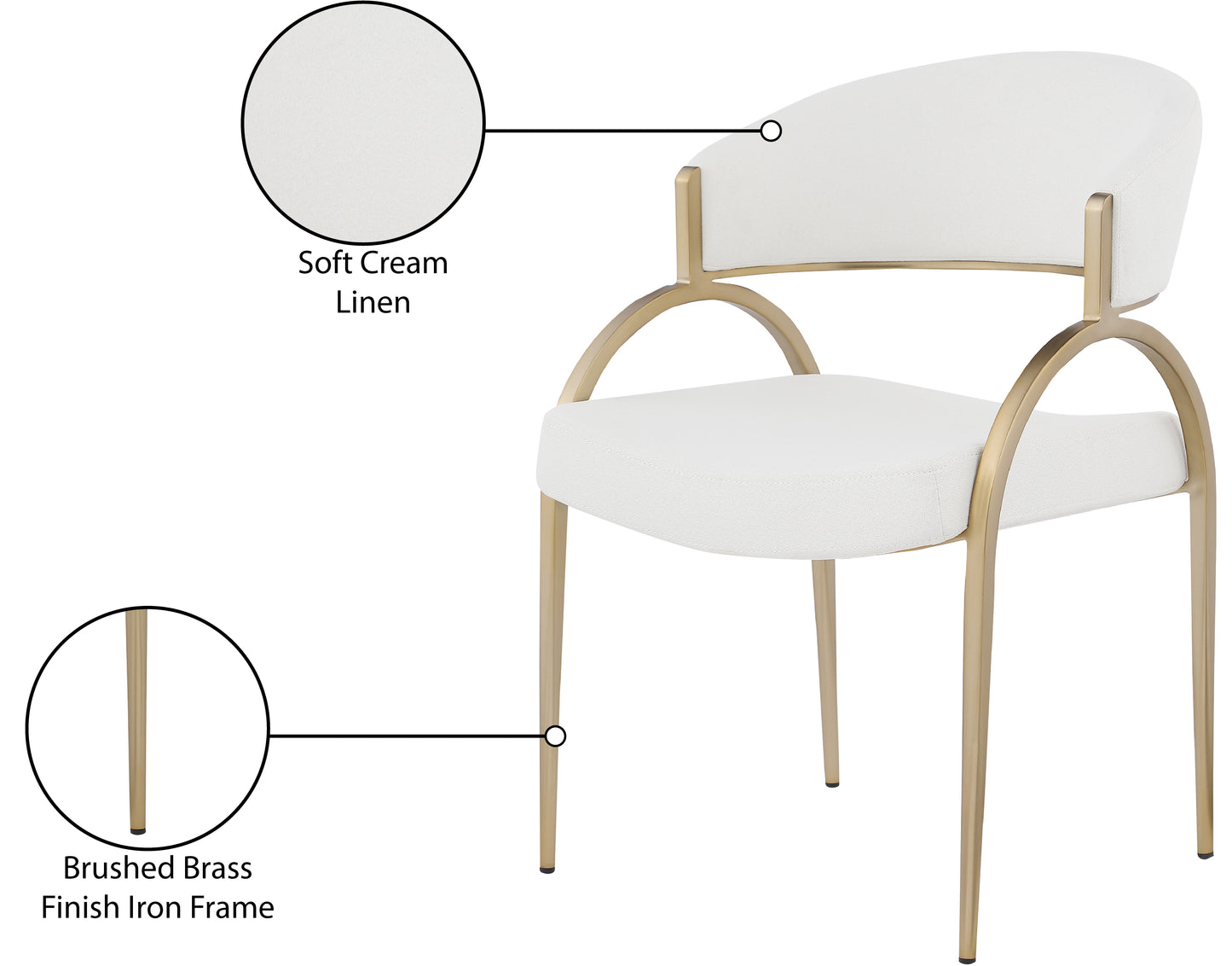 collette cream linen textured fabric dining chair